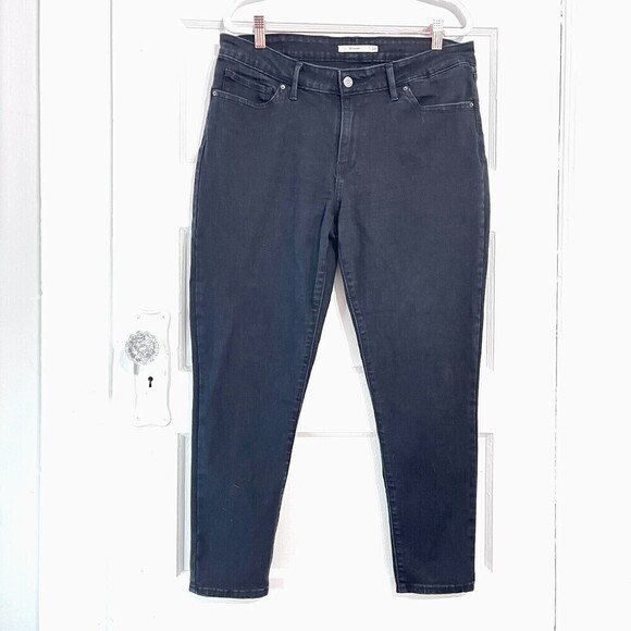 Levi's Jeans Women 32 Black 711 Skinny High Rise Stretch Denim Neutral Western - Picture 1 of 13